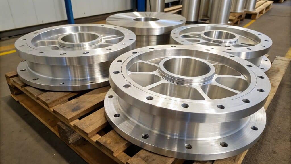 A comparative visual showing three forged aluminum rings, each from a different alloy series (e.g., 5xxx, 6xxx, 7xxx), with labels indicating their general suitability for forging.